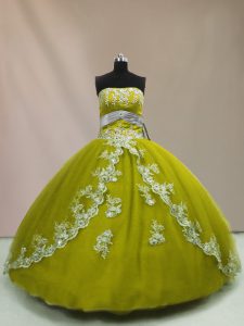 Super Tulle Sleeveless Floor Length 15th Birthday Dress and Appliques