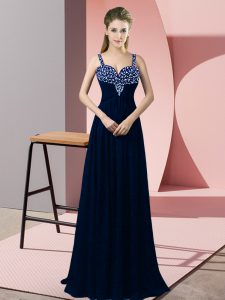 Navy Blue Sleeveless Chiffon Zipper Homecoming Dress for Prom and Party