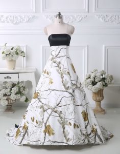 Stylish Multi-color Wedding Dresses Printed Brush Train Sleeveless Pattern