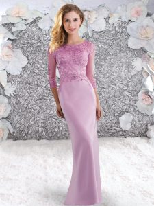 Lilac Party Dress for Toddlers Elastic Woven Satin Sweep Train 3 4 Length Sleeve Beading and Lace