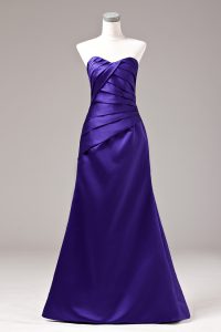 Purple Sleeveless Satin Lace Up Prom Dress for Prom and Party and Military Ball