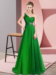 Fancy Green Empire Beading Dress for Prom Criss Cross Chiffon Sleeveless