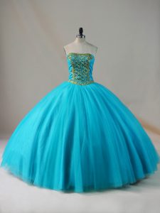 Sleeveless Lace Up Floor Length Beading Quinceanera Gown
