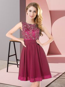 Empire Damas Dress Purple Scoop Chiffon Sleeveless Mini Length Backless