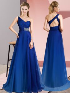 Sleeveless Brush Train Criss Cross Beading Prom Dress