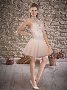 Customized Sleeveless Beading Lace Up Homecoming Dress