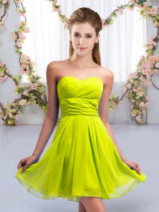 Clearance Empire Court Dresses for Sweet 16 Yellow Green Sweetheart Chiffon Sleeveless Mini Length Lace Up