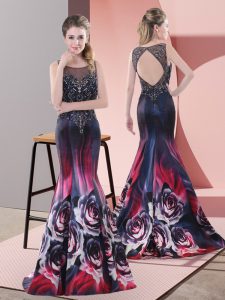Lovely Mermaid Sleeveless Multi-color Sweep Train Backless