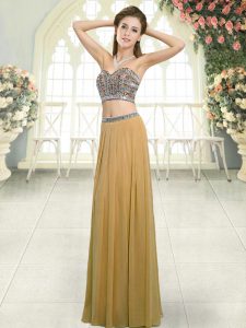 Gold Sleeveless Chiffon Backless Prom Party Dress for Prom and Party
