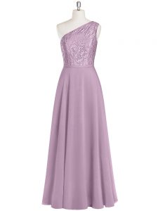 Sleeveless Floor Length Lace Zipper with Purple