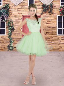 Sumptuous Apple Green Sleeveless Tulle Lace Up Court Dresses for Sweet 16 for Party and Wedding Party