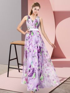 Printed V-neck Sleeveless Zipper Pattern in Multi-color