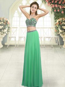 Green Sweetheart Neckline Beading Prom Dress Sleeveless Backless