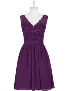 Flirting Chiffon Scalloped Sleeveless Zipper Lace Prom Gown in Purple