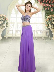 Chiffon Sleeveless Floor Length Evening Dress and Beading
