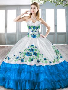 Organza Sleeveless Floor Length Quinceanera Gowns and Beading and Embroidery and Ruffled Layers
