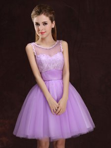 Amazing Scoop Sleeveless Lace and Ruching Lace Up Court Dresses for Sweet 16