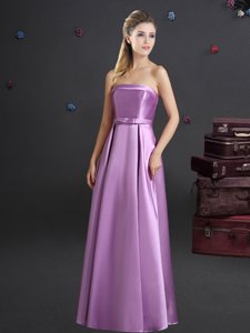Flare Sleeveless Zipper Floor Length Bowknot Wedding Guest Dresses