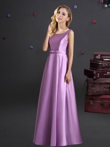 Sweet Lilac Square Zipper Bowknot Bridesmaid Dresses Sleeveless