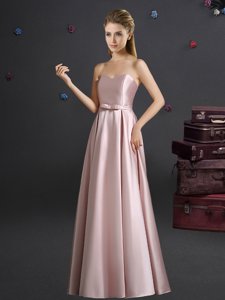 Elastic Woven Satin Sweetheart Sleeveless Zipper Bowknot Dama Dress for Quinceanera in Pink