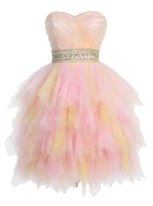 Lovely Mini Length Multi-color Club Wear Tulle Sleeveless Beading and Ruffled Layers