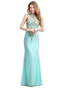 Tulle Sleeveless With Train Mother Of The Bride Dress Brush Train and Beading