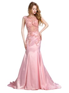 Mermaid Scoop Sleeveless Silk Like Satin Prom Evening Gown Beading Brush Train Backless
