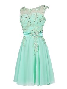 Ideal Scoop Knee Length Column/Sheath Sleeveless Turquoise Cocktail Dresses Zipper