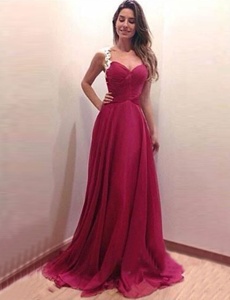 Fantastic Scoop Sleeveless Brush Train Side Zipper Appliques Evening Dress