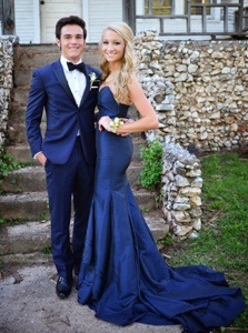 Modest Sweep Train Mermaid Evening Dress Navy Blue Sweetheart Chiffon Sleeveless Zipper