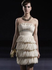 Vintage Knee Length Side Zipper Cocktail Dresses Champagne and In for Prom and Party with Beading and Ruching