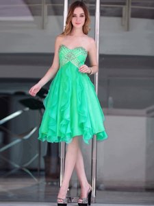 Green Sleeveless Beading Floor Length Cocktail Dress