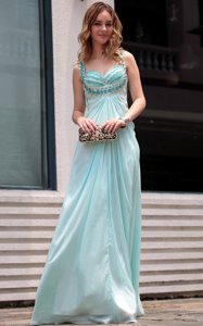 Light Blue Straps Zipper Beading Homecoming Dress Sleeveless