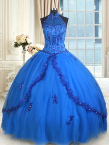 Exquisite Eggplant Purple Ball Gowns Tulle Sweetheart Sleeveless Beading and Appliques Floor Length Lace Up Quinceanera Gown