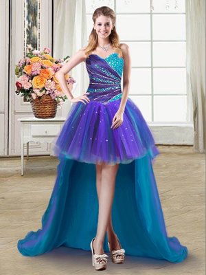 Sophisticated Sweetheart Sleeveless Tulle Beading and Ruffles Lace Up