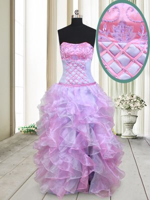 Elegant Sleeveless Beading and Ruffles Lace Up Club Wear