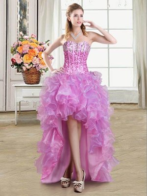 Multi-color Sweetheart Neckline Ruffles and Sequins Cocktail Dresses Sleeveless Lace Up