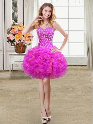Mini Length Lace Up Cocktail Dresses Multi-color and In for Prom and Party with Beading and Ruffles