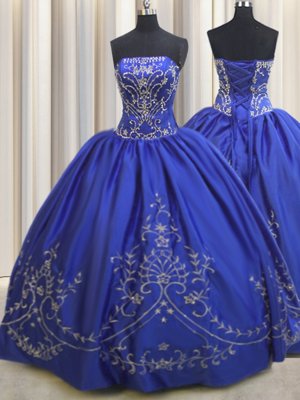 Unique Sleeveless Beading and Embroidery Lace Up 15th Birthday Dress