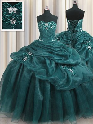 Captivating Scoop Tulle Sleeveless Floor Length Sweet 16 Dresses and Beading and Appliques