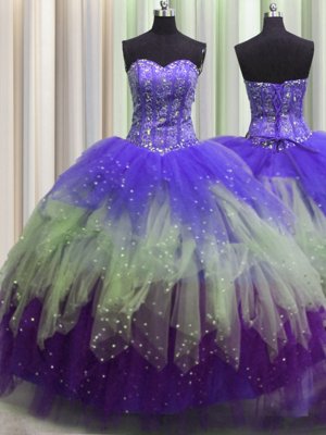 Admirable Pick Ups Court Train Sweetheart Sleeveless Lace Up Quinceanera Gown Grey Organza