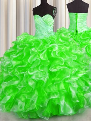Beautiful Bling-bling Puffy Skirt Tulle Sleeveless Floor Length Sweet 16 Quinceanera Dress and Beading