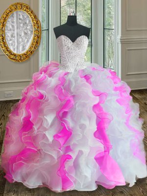 Sleeveless Beading and Ruffles Lace Up Quinceanera Gown