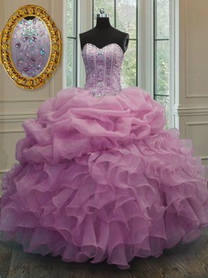 Sophisticated Organza Sleeveless Floor Length Sweet 16 Dresses and Beading and Pick Ups