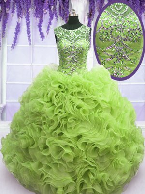 Scoop Floor Length Ball Gowns Sleeveless Sweet 16 Dresses Lace Up
