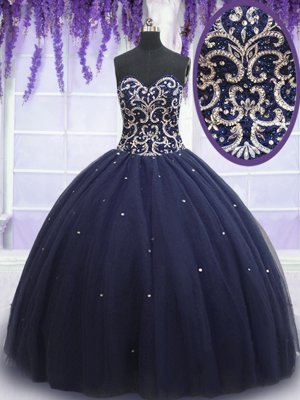 Brown Ball Gowns Appliques Sweet 16 Dresses Zipper Tulle Sleeveless Floor Length