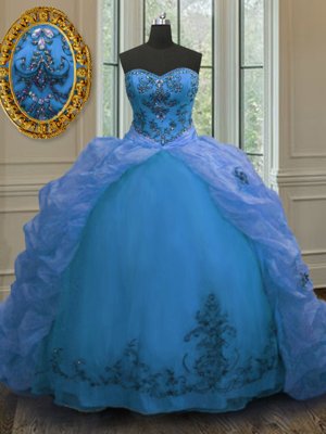 Sleeveless Beading and Ruffles and Pick Ups Lace Up 15th Birthday Dress