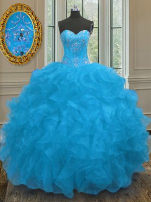 Sweet Multi-color Sweet 16 Dress Military Ball and Sweet 16 and Quinceanera and For with Beading and Ruffles Sweetheart Sleeveless Lace Up