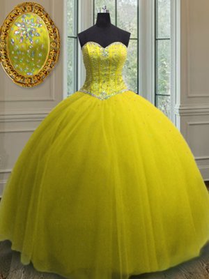 Sleeveless Lace Up Floor Length Beading and Sequins Quince Ball Gowns