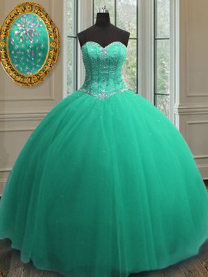 Artistic Sleeveless Beading and Sequins Lace Up 15th Birthday Dress
